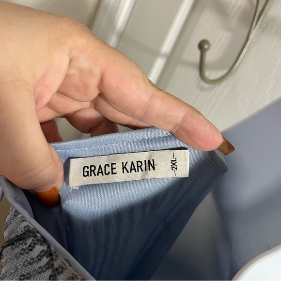 Elegant Fully Sequin Dress Plus Size 2X Stretch Slate Blue Formal Party Holiday - Picture 3 of 8